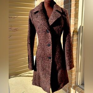 ANNE KLEIN sM wool blend coat-gently loved-looks new! Black/brown boucle’-lined